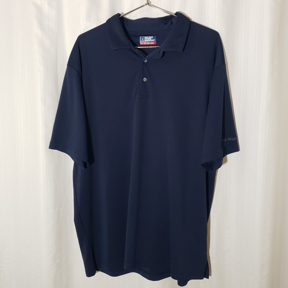 PGA Tour Men's Navy Blue Short Sleeve Polo Shirt Size XXL